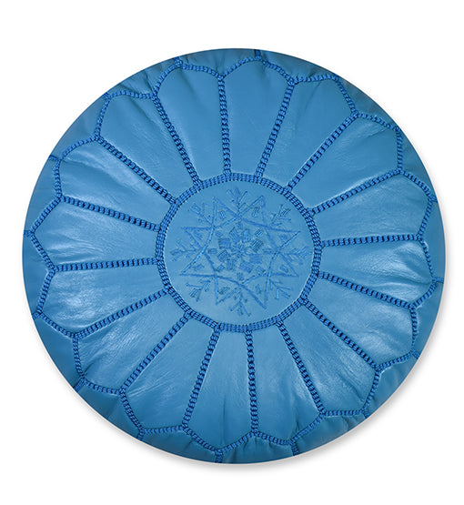 Leather Pouf – Turquoise